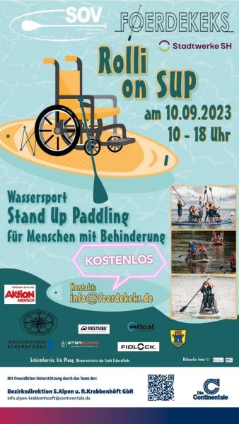 Bild zeigt ein Werbeplakat für Stand Up Padling in Eckernförde am 10.09.23