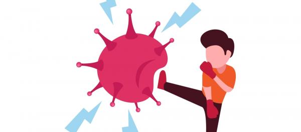 Bild Comic Person kickt Virus - So stärken sie ihr Immunsystem Quelle: dug.de