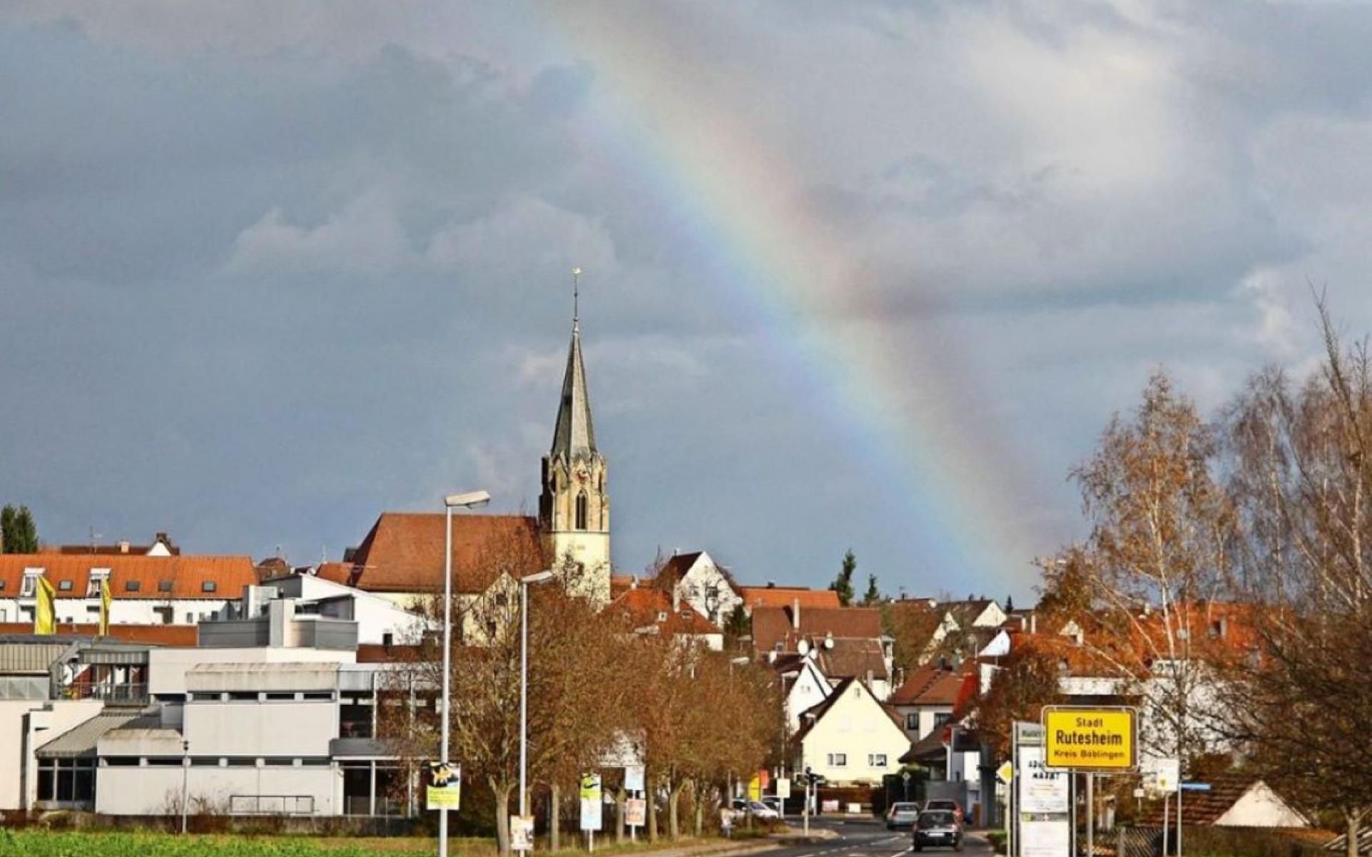 Blick auf den Ortseingang der Stadt Rutesheim Baden -Württemberg