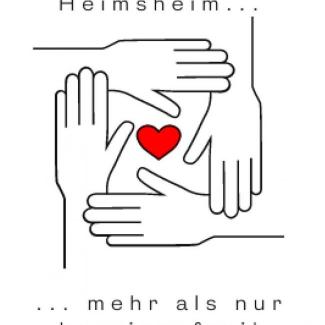 logo zeigt 4 gekreuzte Hände um ein Herz mit dem Slogan